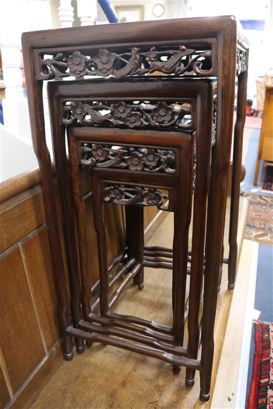 A nest of four Chinese rosewood tables, early 20th century W.42cm